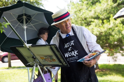 An artist concentrates on his subject at the Plein Air Art Festival and Competition in Easton, Maryland, the largest and most successful festival of its kind in the country.